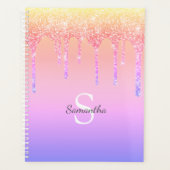 Chic Rainbow Glitter Drift Sparkle Monogram Naam Planner (Voorkant)