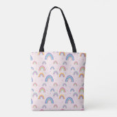 Chic Rainbow Heart Script Monogram Boho Pink Draagtas (Achterkant)