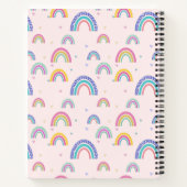 Chic Rainbow Heart Script Monogram Boho Pink Notitieboek (Achterkant)