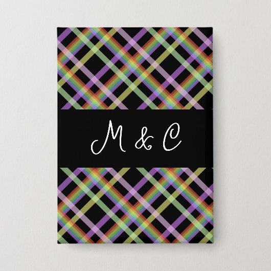 Chic Rainbow Pset op zwart Button (Voorkant)