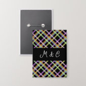 Chic Rainbow Pset op zwart Button (Voorkant / Achterkant)