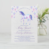 Chic Rainbow Waterverf Unicorn Baby shower Kaart (Staand voorkant)