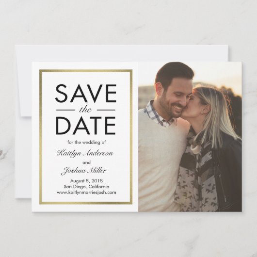 CHIC Rand BEWERKBARE KLEUR Opslaan van de datum Ka Save The Date (Voorkant)