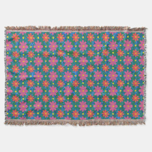 Chic Rangoli Flowers en Polka Dots Throw Blanket Deken