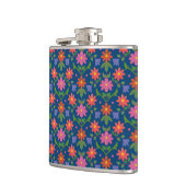 Chic Rangoli Flowers Polka Dots on Blue Hip Fles Heupfles (Links)