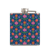 Chic Rangoli Flowers Polka Dots on Blue Hip Fles Heupfles (Achterkant)