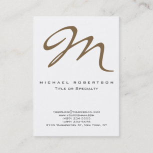 Chic Raw Umber Brown Monogram White Visitekaartje