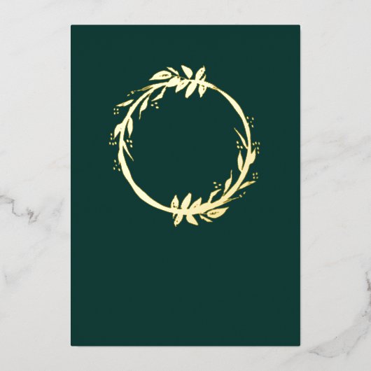 Chic Real Gold Foil Foliage Emerald Green Wedding Folie Uitnodiging (Voorkant)