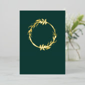 Chic Real Gold Foil Foliage Emerald Green Wedding Folie Uitnodiging (Staand Voorkant)