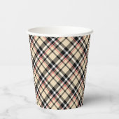 Chic Red Beige Black White Pset Stripes Pattern Papieren Bekers (Achterkant)