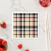 Chic Red Beige Black White Pset Stripes Pattern Servet (Insitu)