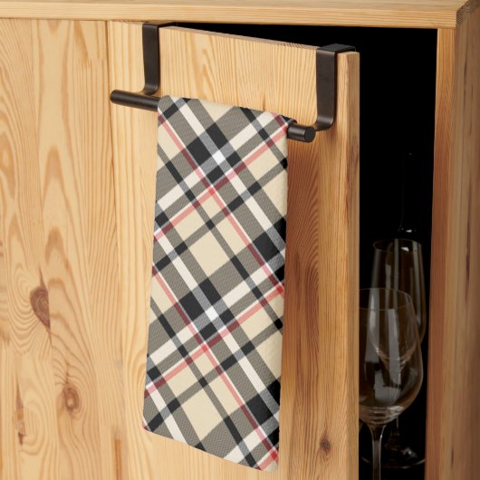 Chic Red Beige Black White Pset Stripes Pattern Theedoek (Derde Gevouwen)