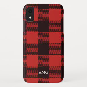Chic Red & Black flatel Monogram geplakt iPhone XR Hoesje