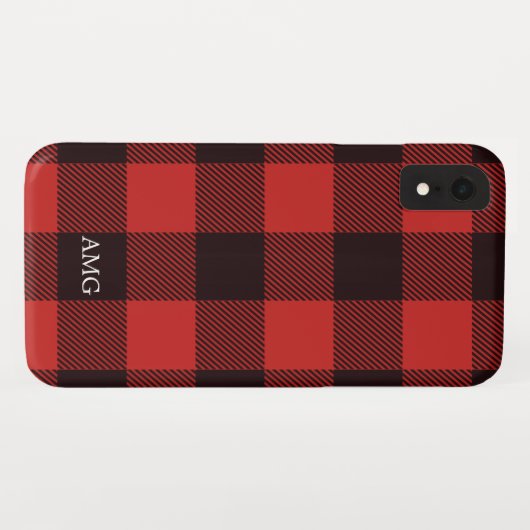 Chic Red & Black flatel Monogram geplakt Case-Mate iPhone Case (Achterkant (horizontaal))