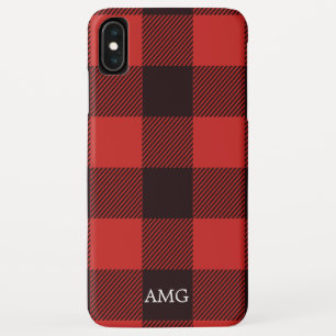 Chic Red & Black flatel Monogram geplakt iPhone XS Max Hoesje
