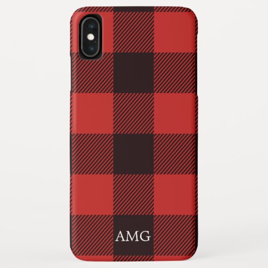 Chic Red & Black flatel Monogram geplakt Case-Mate iPhone Case (Achterkant)