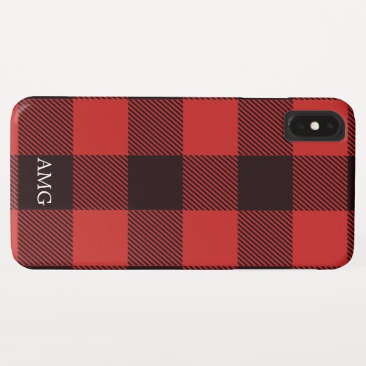 Chic Red & Black flatel Monogram geplakt Case-Mate iPhone Case (Achterkant (horizontaal))