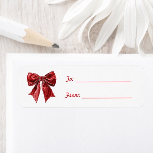 Chic Red Bow Christmas Etiket (Insitu)