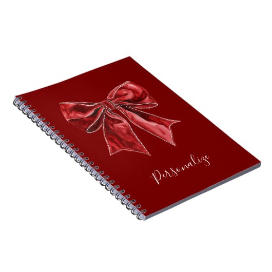 Chic Red Bow Personalized Notitieboek (Rechterzijde)