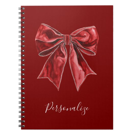 Chic Red Bow Personalized Notitieboek (Voorkant)
