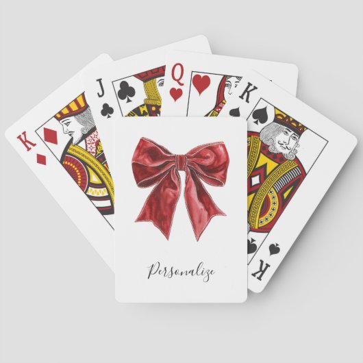 Chic Red Bow Personalized Pokerkaarten (Achterkant)