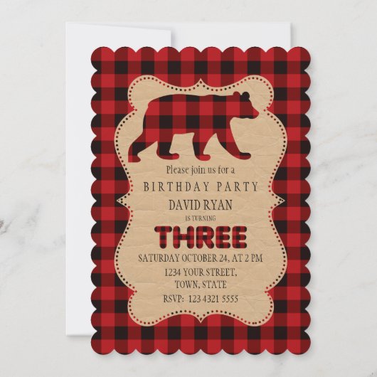 Chic Red Buffalo gespeeld Verjaardag DRIE Custom Kaart (Achterkant)