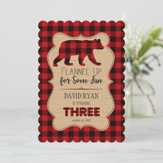 Chic Red Buffalo gespeeld Verjaardag DRIE Custom Kaart (Staand voorkant)