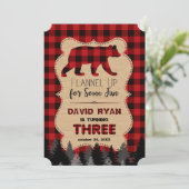Chic Red Buffalo Plaid Troisième Invitation d'anni (Debout devant)