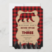 Chic Red Buffalo Plaid Troisième Invitation d'anni (Dos)