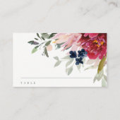 Chic Red Burgundy Blush Blue Gold Floral Baptisme Plaatskaartje (Achterkant)