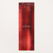 Chic Red Driving Glitter Monogram Naam Yogamat (Voorkant)