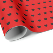 Chic Red en Black Hearts Pattern Wrapping Paper Cadeaupapier (Rol Hoek)