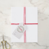 Chic Red en Green Holly en Pine Wreater Kerstmis Cadeaulabel (Met Touw)