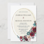 Chic Red en roze Rose Floral Wedding Kaart (Voorkant)