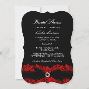 Chic Red Floral dentelle nuptiale Invitation de do