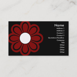 Chic Red Flower op zwart Visitekaartje