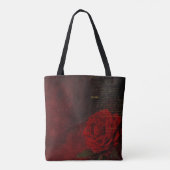 Chic red flower voor goudglitter monogram draagtas (Achterkant)
