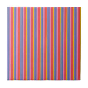 Chic Red, Geel, Roze, Blauwe Stripe Keramische Teg Tegeltje