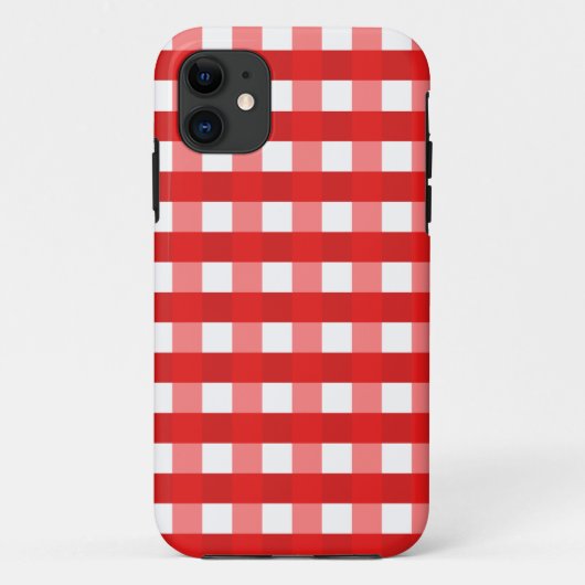 Chic Red Gingham Gingham Gecontroleerd Fabric Pat Case-Mate iPhone Case (Achterkant)