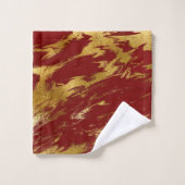 Chic Red Gold Faux Marmer Bad Handdoek (Wasdoekje)