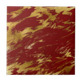 Chic Red Gold Faux Marmer Tegeltje (Voorkant)