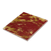 Chic Red Gold Faux Marmer Tegeltje (Zijkant)