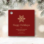 Chic Red Gold Moderne Sneeuwvlok Notaris Vakantie Bedankjes Labels