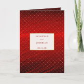 Chic Red Gold Squares twevoudig huwelijk (Voorkant)