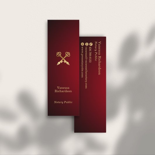 Chic Red Gradient Gold Notary Key Mini Visitekaartje