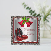 Chic Red High Heel Schoenen Kerstfeest Kaart (Staand voorkant)