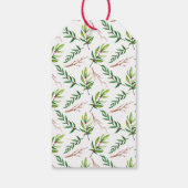 Chic Red Holly Leaves Bouquet Kerstfeestdag Cadeaulabel (Achterkant)