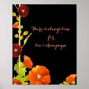 Chic Red Hollyhocks poster d'entreprise personnali