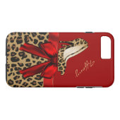 Chic Red & Jaguar Print iPhone 7 Plus Coque (Dos (Horizontal))