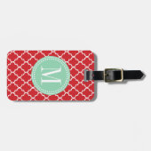 Chic Red Moroccan Lattice Persoonlijk Bagagelabel (Voorkant horizontaal)